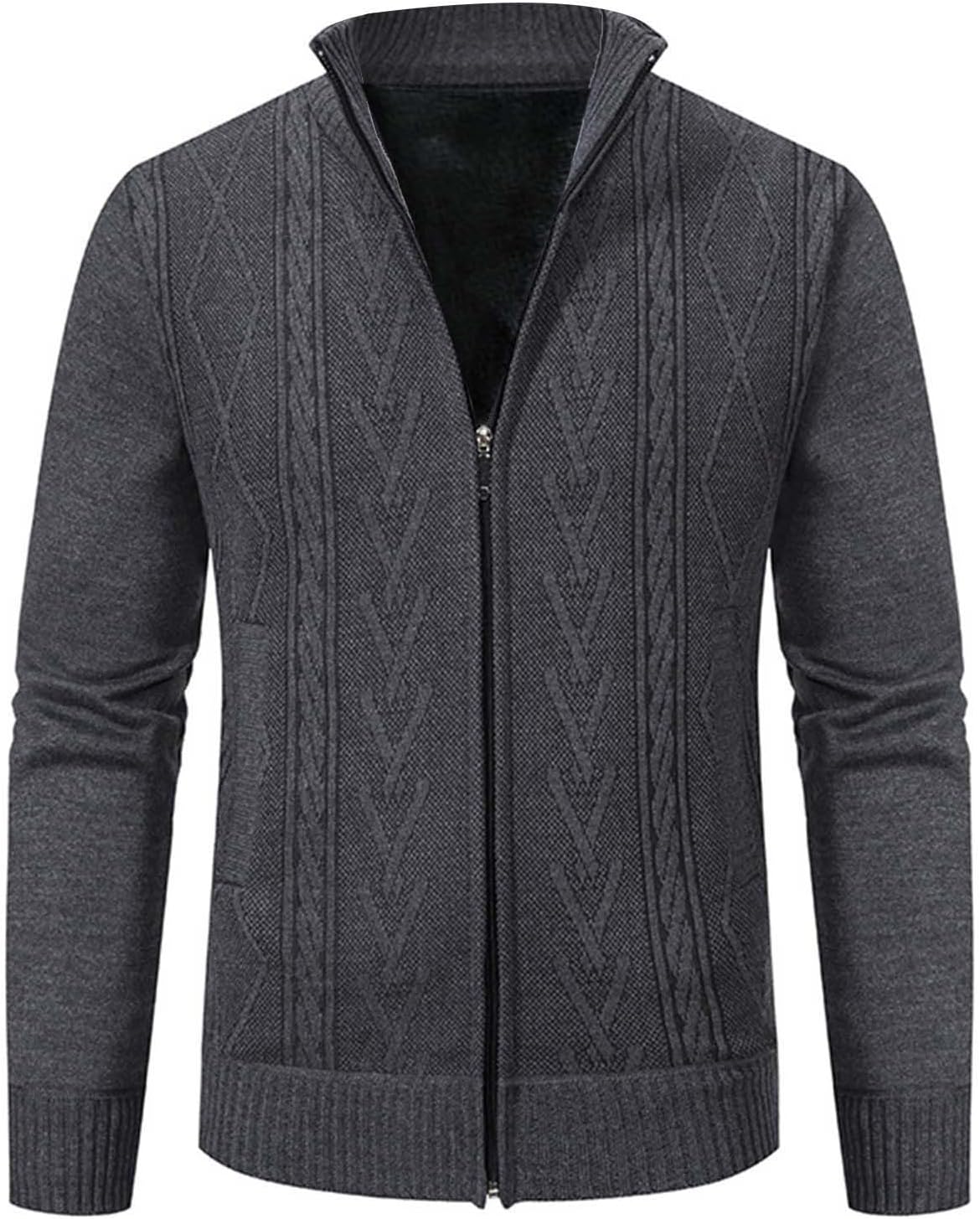 Pull Cardigan Zippé Thermique d'Hiver pour Hommes