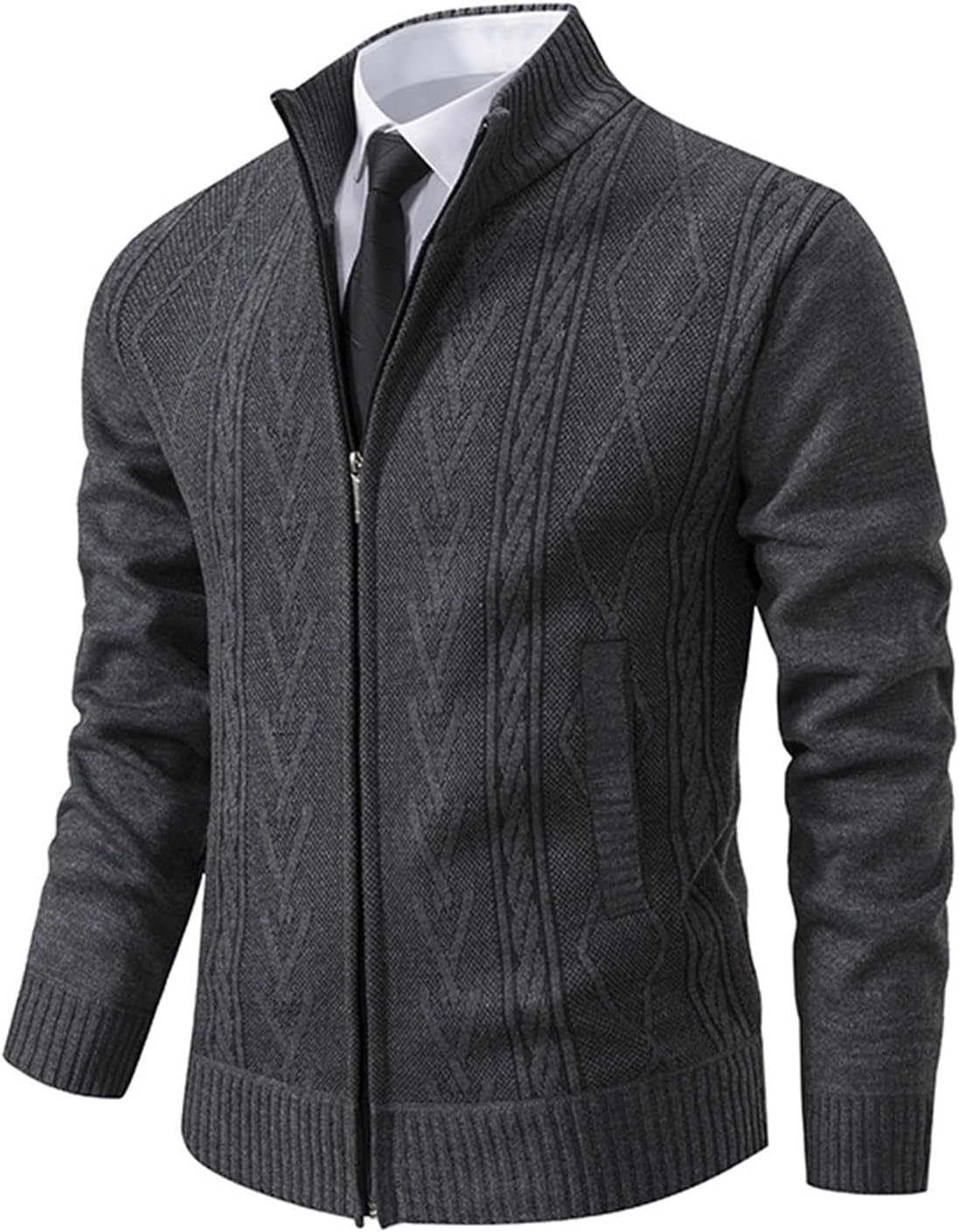 Pull Cardigan Zippé Thermique d'Hiver pour Hommes