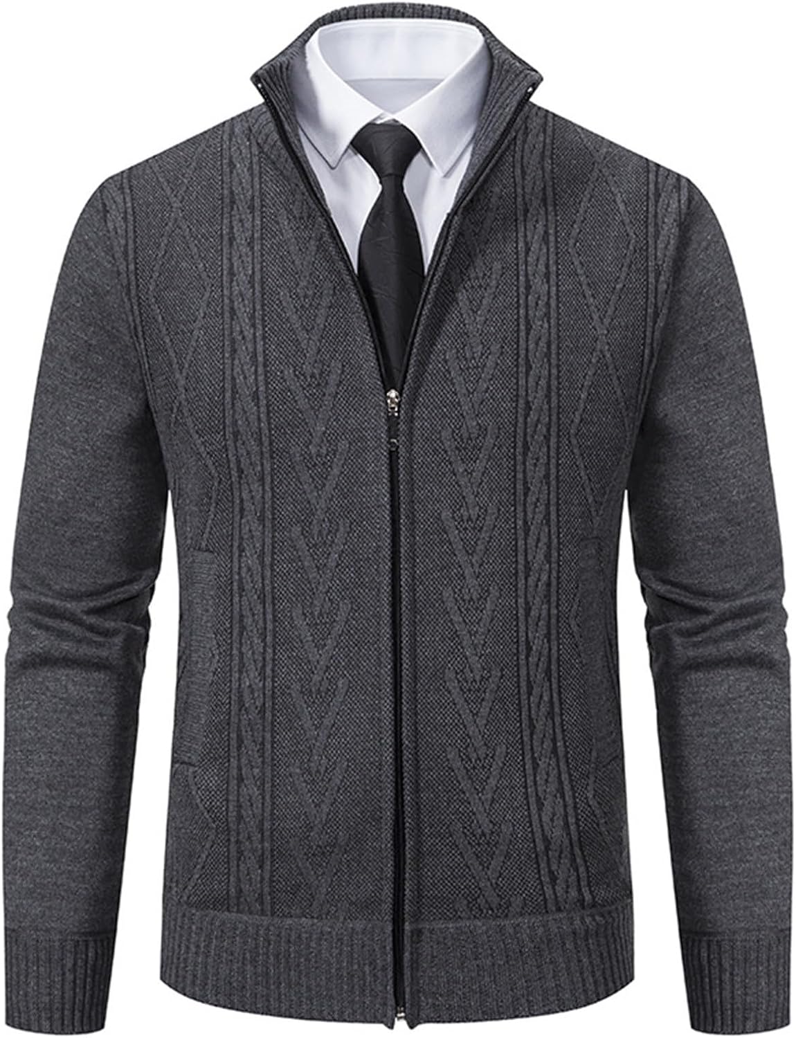 Pull Cardigan Zippé Thermique d'Hiver pour Hommes